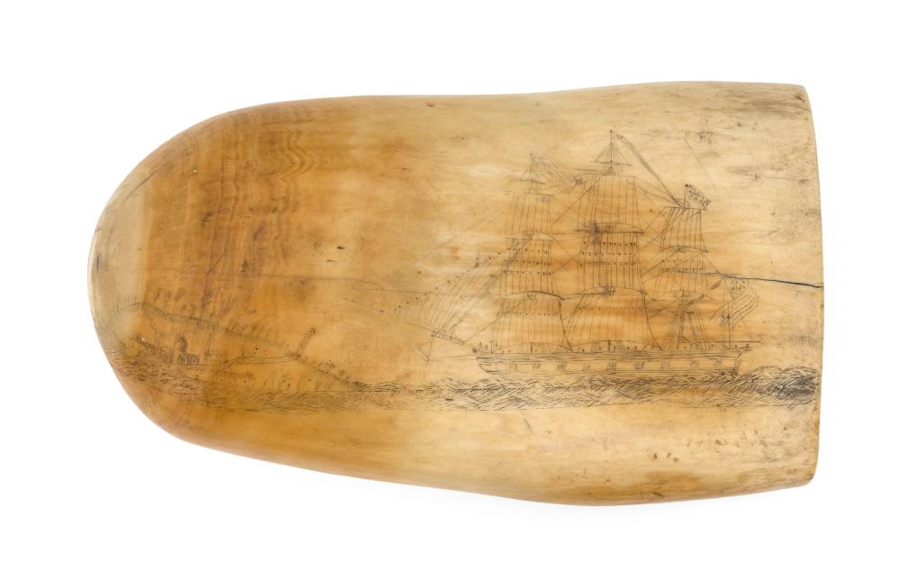 SCRIMSHAW WHALE'S TOOTH DEPICTING