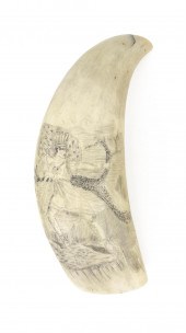 SCRIMSHAW WHALE'S TOOTH DEPICT