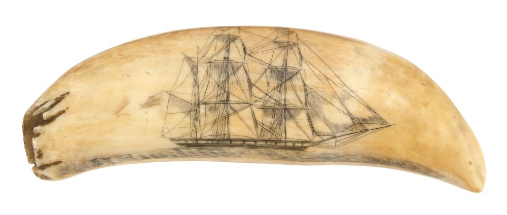 SCRIMSHAW WHALE'S TOOTH DEPICTING