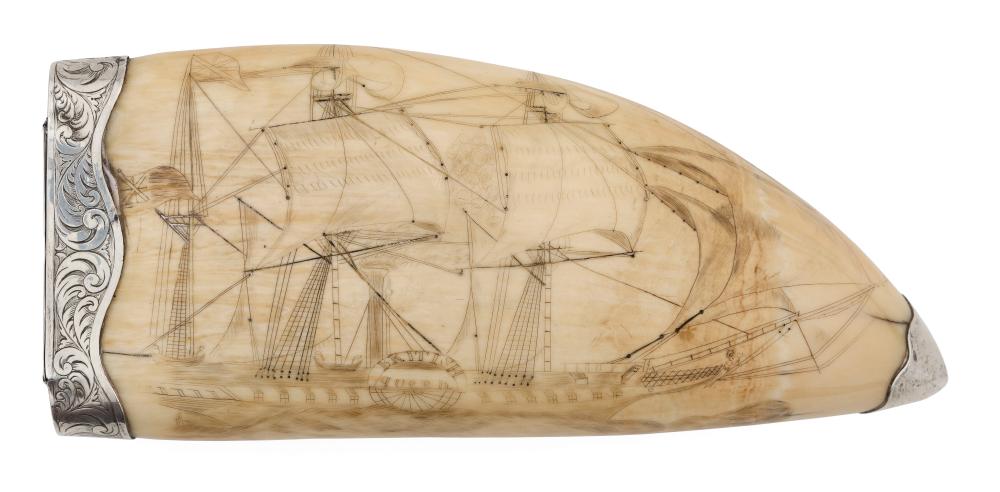 SCRIMSHAW WHALE'S TOOTH DEPICTING