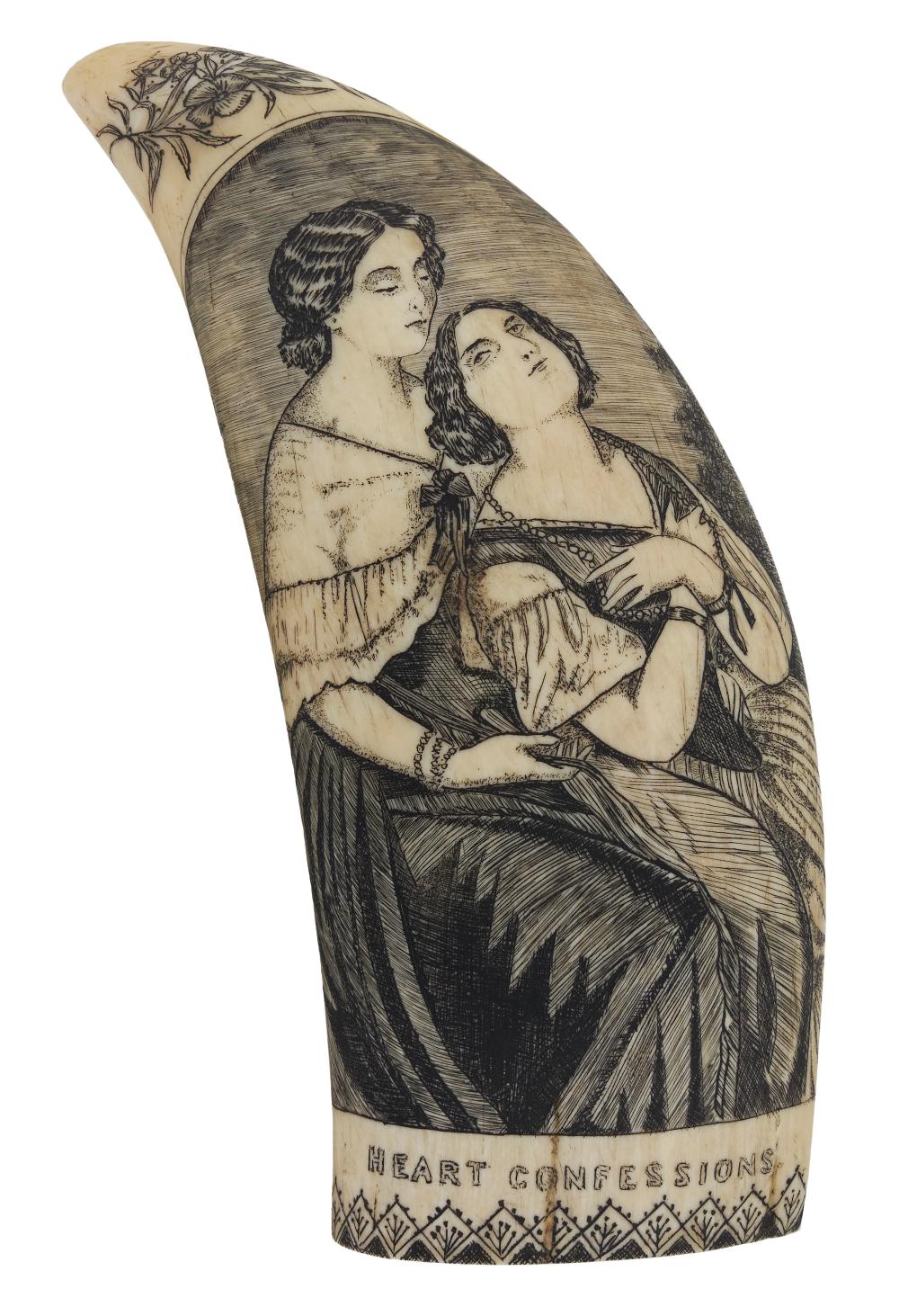 SCRIMSHAW WHALE'S TOOTH "HEART