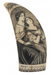 SCRIMSHAW WHALE'S TOOTH "HEART