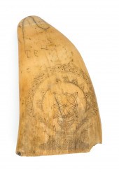 SCRIMSHAW WHALE'S TOOTH MID-19