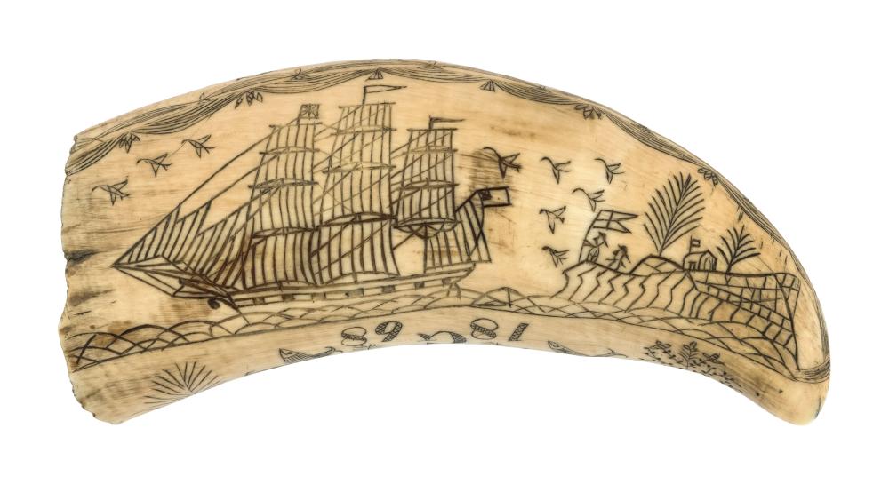 SCRIMSHAW WHALE'S TOOTH "PREPEAR TO