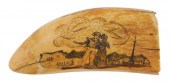 SCRIMSHAW WHALE'S TOOTH WITH F