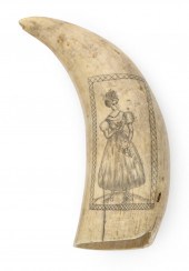 SCRIMSHAW WHALE’S TOOTH WITH P