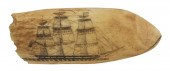 SCRIMSHAW WHALE’S TOOTH WITH S