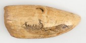 SCRIMSHAW WHALE’S TOOTH WITH W