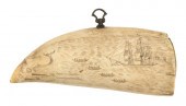 SCRIMSHAW WHALE'S TOOTH WITH W