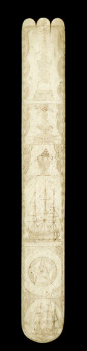 Scrimshawed whalebone busk