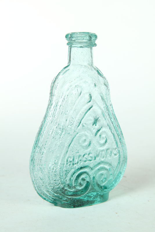 SCROLL FLASK.  Louisville Glass