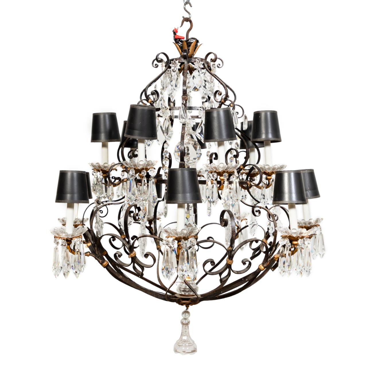 SCROLLED IRON & CRYSTAL 14 LIGHT