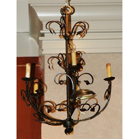 Scrolled Iron Five-Light Chandelier