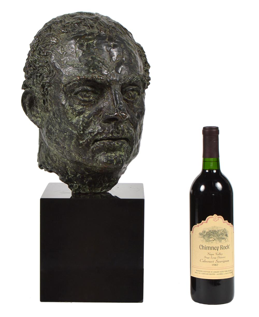 SCULPTED BRONZE BUST ON MARBLE