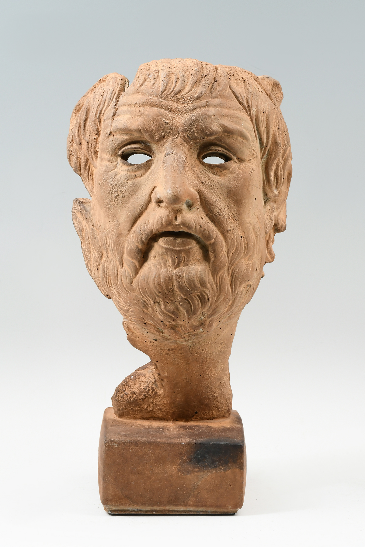 SCULPTED CLAY MASK OF HOMER