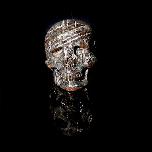 SCULPTED METEORITE SKULL NO 24-34G,