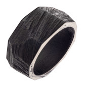 SCULPTURAL WOOD, METAL BANGLE