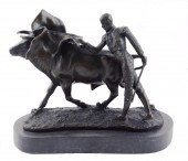 SCULPTURE: BRONZED BULL FIGHTE