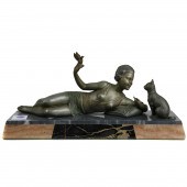 SCULPTURE, GIRL WITH HER PETS