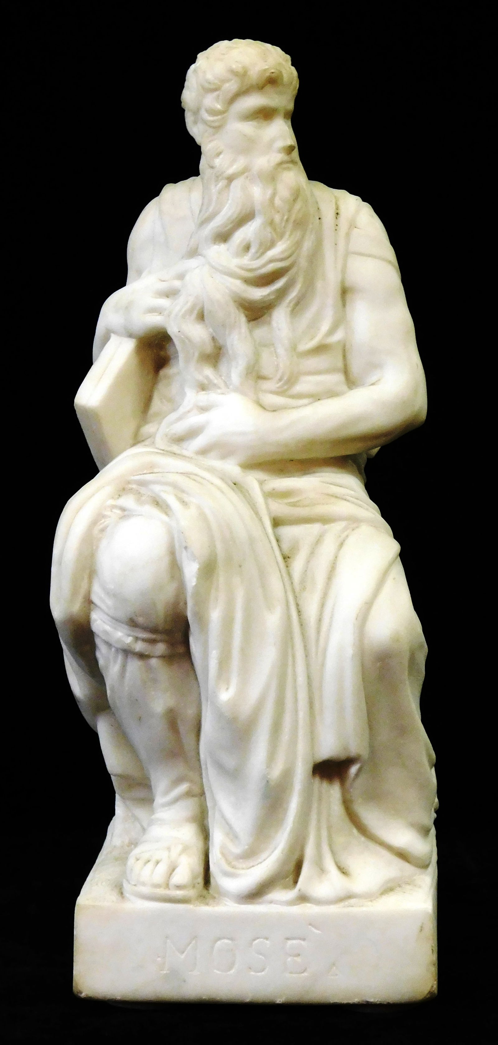 SCULPTURE: "MOSES", CARVED WHITE