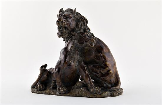 Sculpture of lion and his