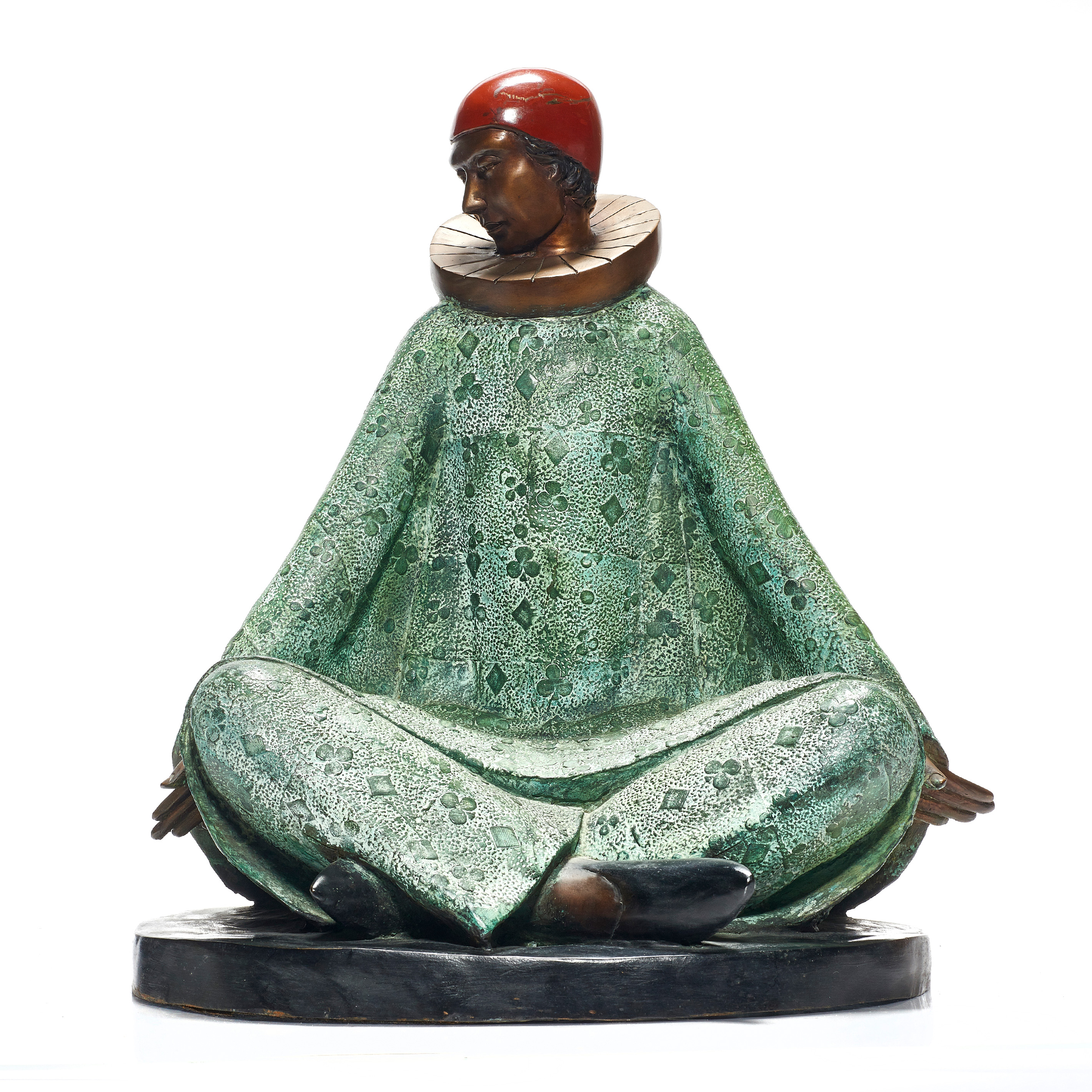 SCULPTURE, SEATED HARLEQUIN