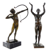 SCULPTURE: TWO NUDE MALE BRONZ