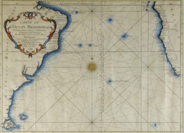SEA FARING MAP, ATLANTIC OCEAN,