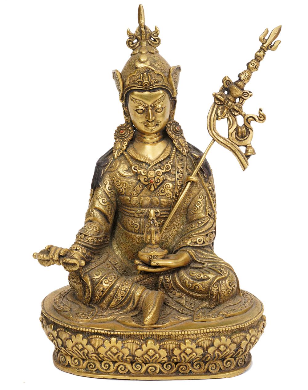 SEATED BRONZE BUDDHA HOLDING