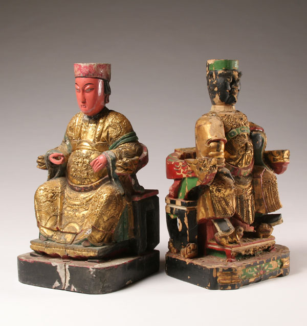 Seated Chinese twple figures;