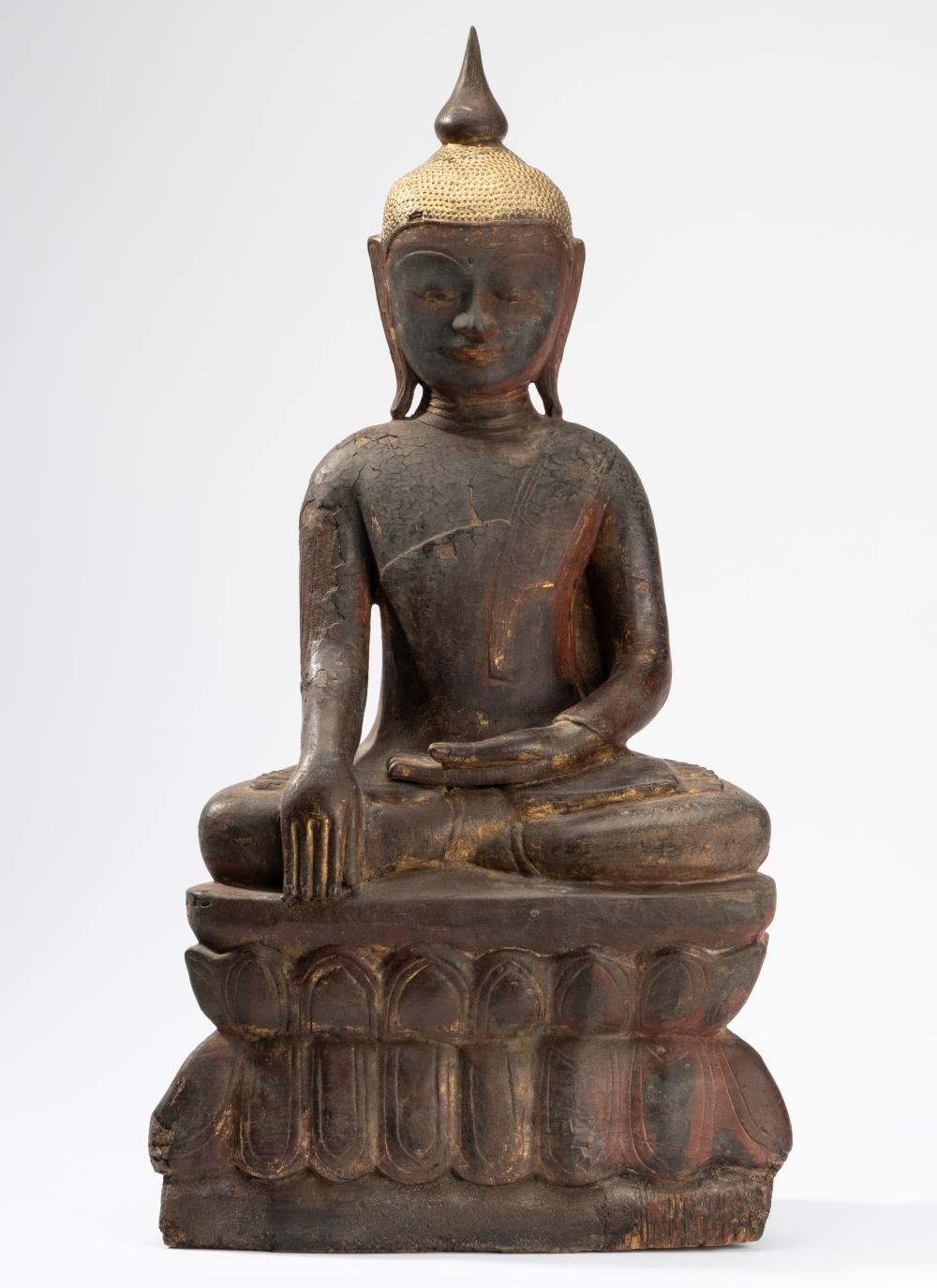 SEATED GILTWOOD FIGURE OF