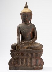 SEATED GILTWOOD FIGURE OF BUDD