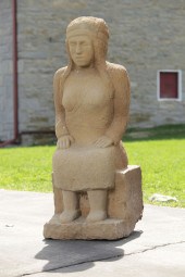 SEATED INDIAN WOMAN WITH PAPOO