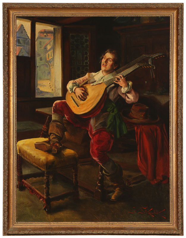 Seated Man Playing Guitar 26'' H