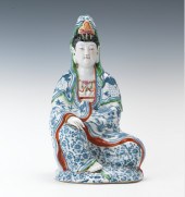 Seated Quan Yin Figure Porcela
