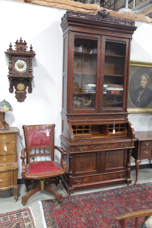 SECRETARY BOOKCASE AND CHAIR.