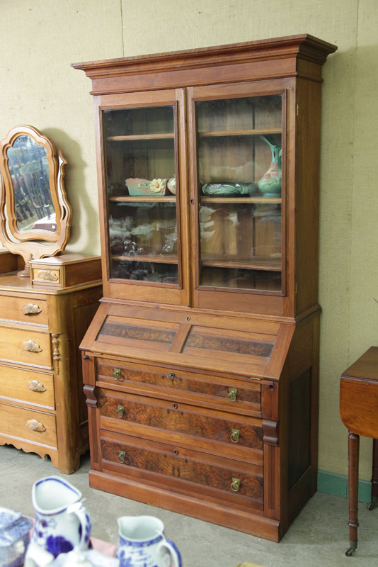 SECRETARY BOOKCASE. Walnut with