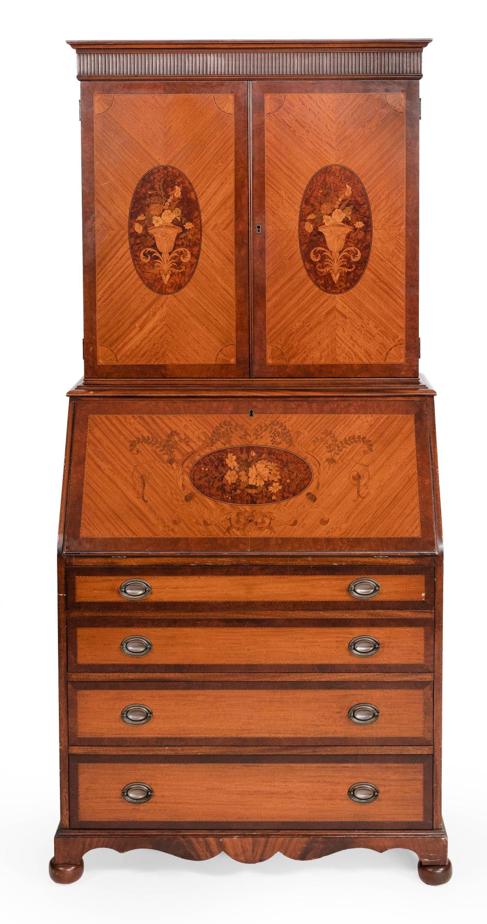 SECRETARY DESK WITH ORNATE INLAY