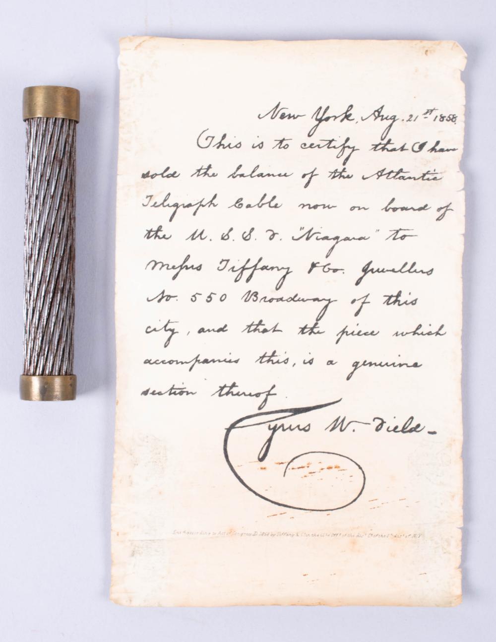 SECTION OF ATLANTIC CABLE WITH