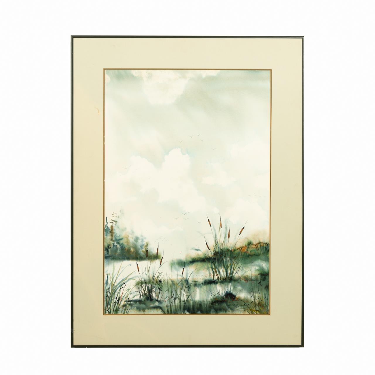 SEELEY, LANDSCAPE WATERCOLOR OF