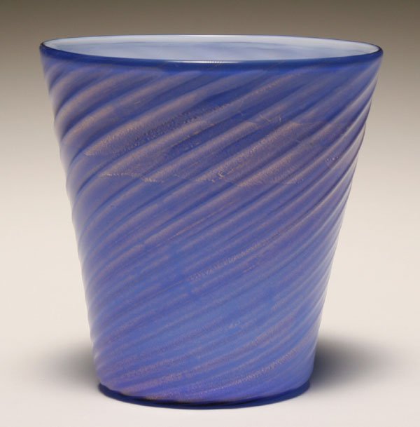 Seguso blue art glass vase with