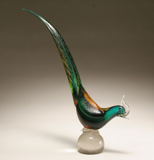 Seguso Corroso art glass pheasant
