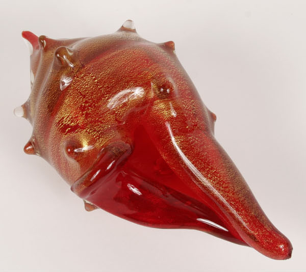 Seguso Murano art glass red conch