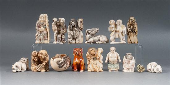 Selection of 15 Japanese carved