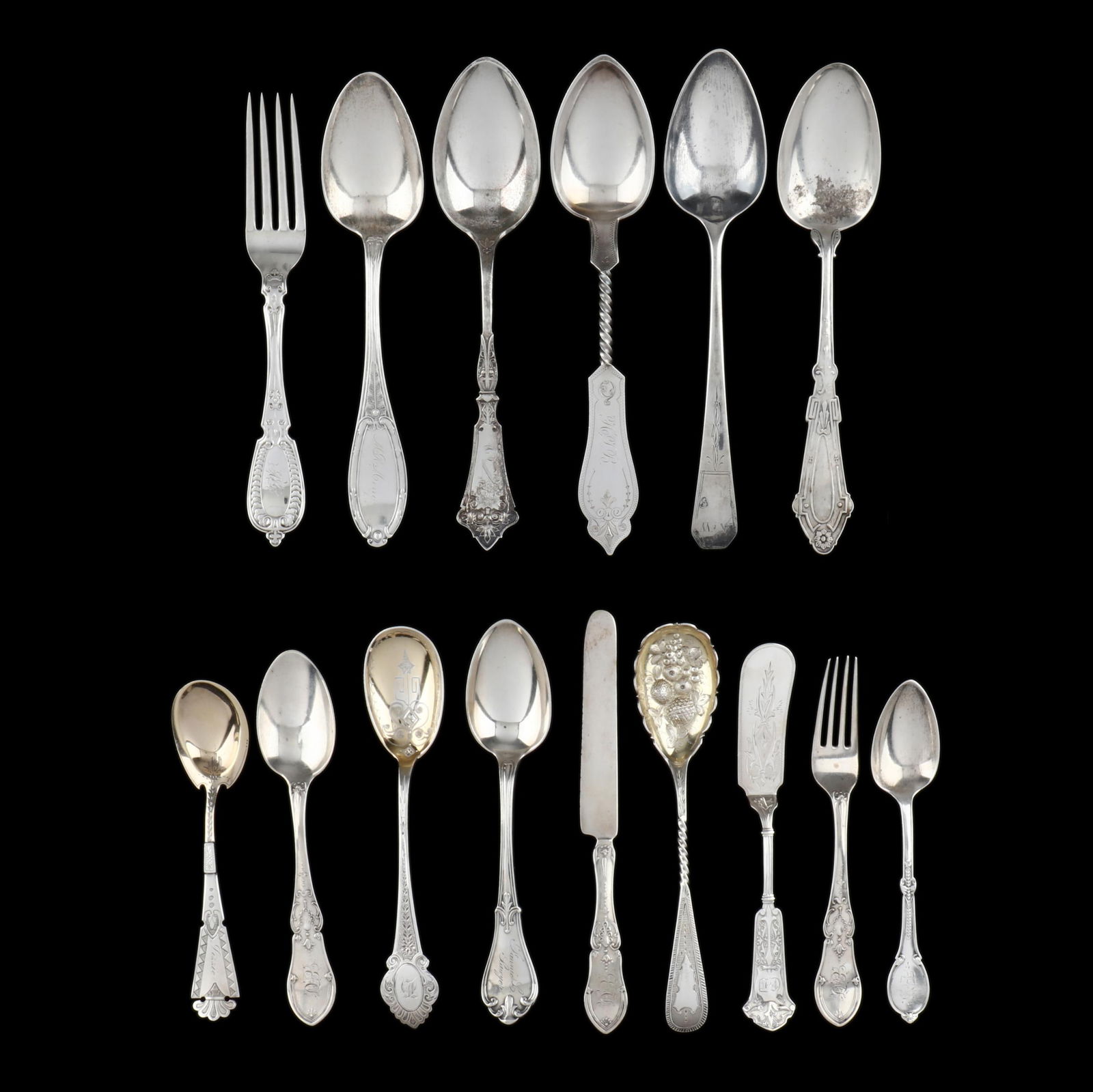 SELECTION OF COIN SILVER FLATWARE