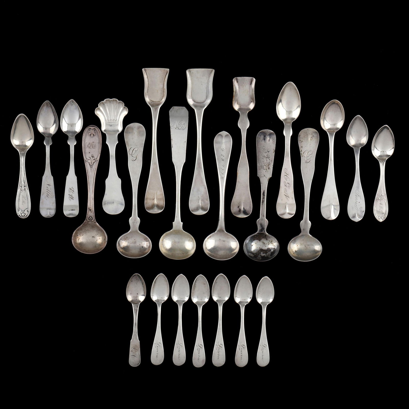 SELECTION OF COIN SILVER SALT AND