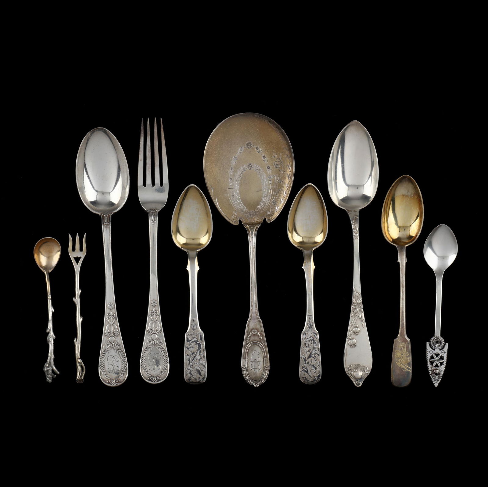 SELECTION OF TEN RUSSIAN SILVER