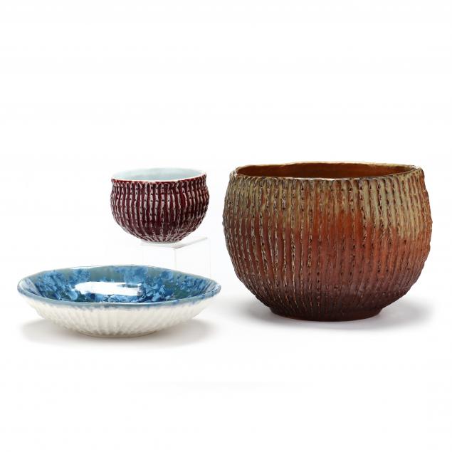 SELECTION OF THREE BOWLS BY PAT