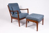SELIG CHAIR & OTTOMAN: Circa 1