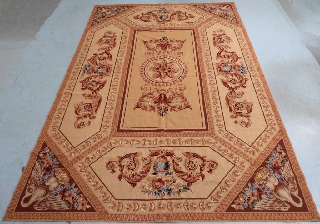 SEMI ANTIQUE NEEDLEPOINT RUG